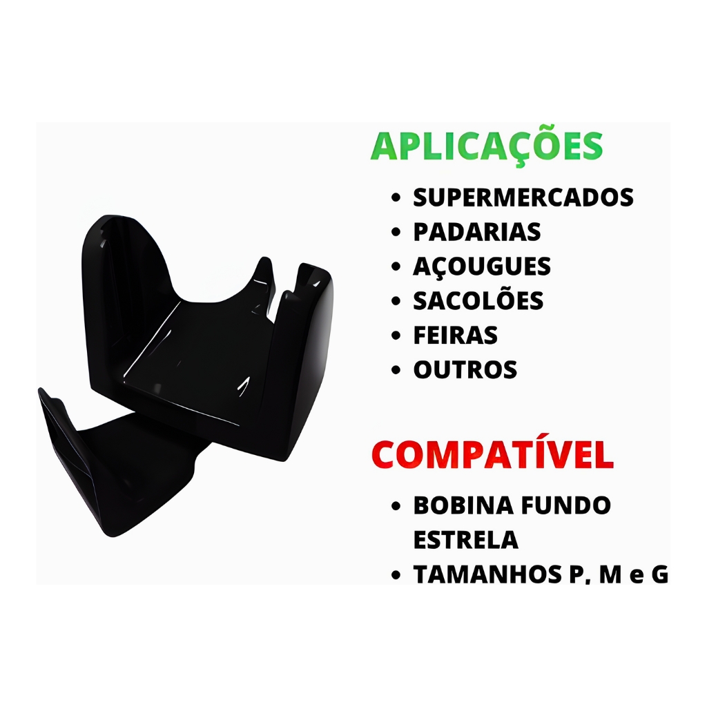Aplicações Kit 2 Suporte para Bobina Com Base Parede Tipo L Preto - 2 UNIDADES